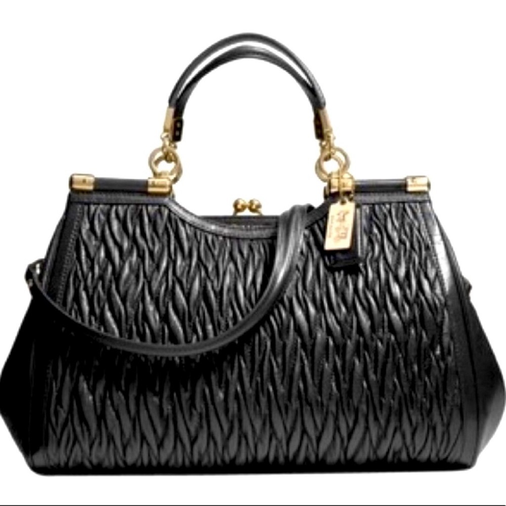 NWT: COACH Madison Black Leather Carrie Bag